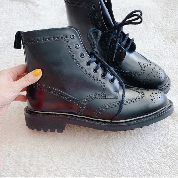 NIB Authentic Prada Leather Wingtip Combat Boots - Picture 2 of 10